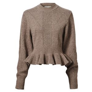 H&M Conscious Peplum Wool Blend Sweater Brown X-Small